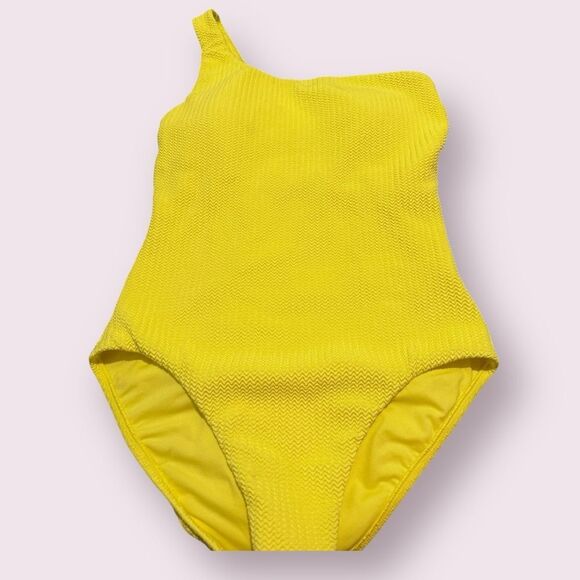 Anthropologie Seafolly NWOT Active One Shoulder One Piece Neon Lime Swimsuit 12 - Picture 6 of 13